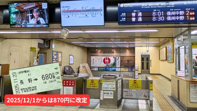 長野電鉄長野駅改札