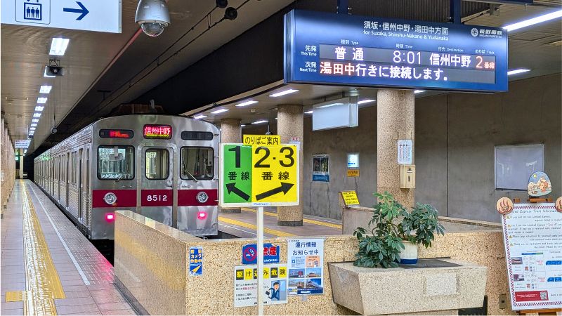 長野電鉄長野駅ホーム