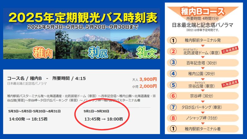 稚内定期観光バスコース